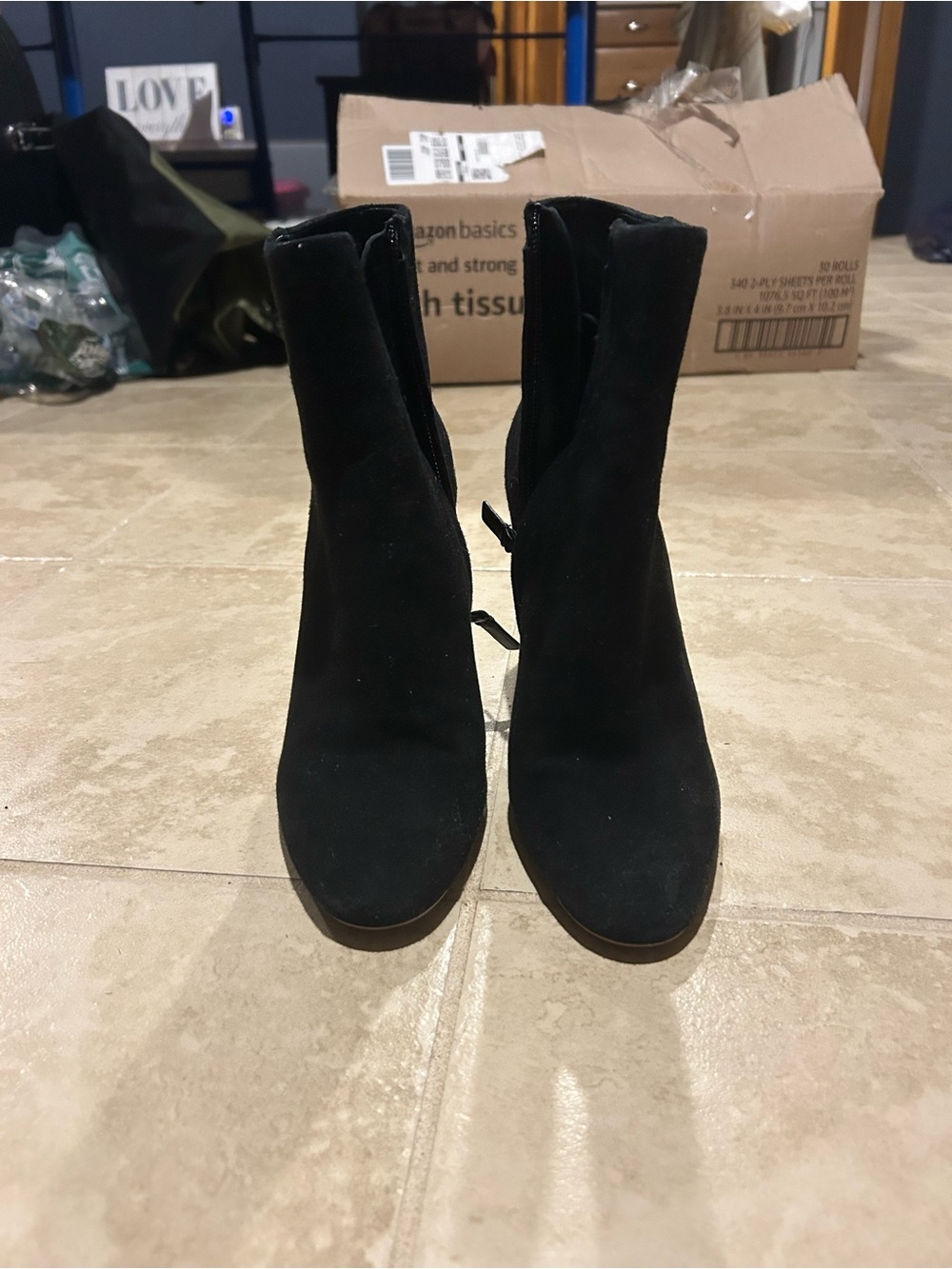 MERCEDES CASTILLO Black Suede Ankle Heeled Boots